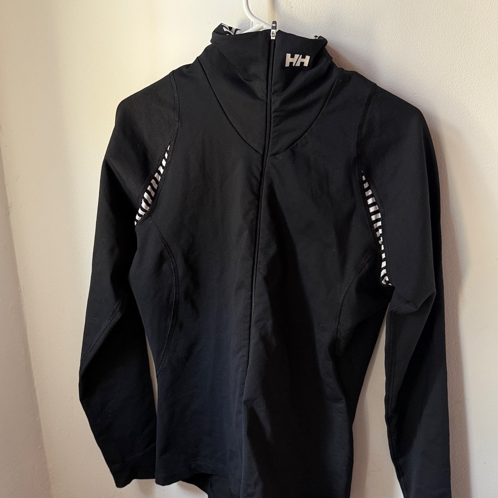 Helly Hansen Black Quarter-Zip Ski Jacket with Striped Vent Panels